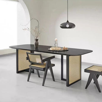 Aspen Rattan Modern Luxury Solid Wood Dining Table - Solid Black