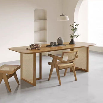 Aspen Rattan Modern Luxury Solid Wood Dining Table - Natural Oak