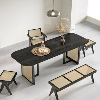 Aspen Rattan Modern Luxury Solid Wood Dining Table - Solid Black