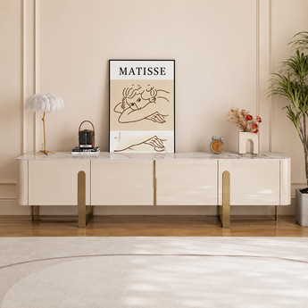 2M Athena Modern Italian Luxury Marble Top TV Stand Entertainment Unit