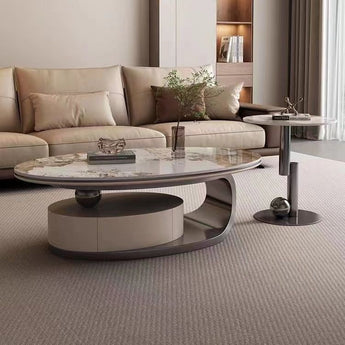 Opulent Modern Luxury Gold Marble Top Nesting Coffee Table Set