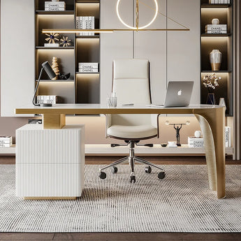 Luxury Sangria Marble Top Solid Wood Executive Office Working Desk