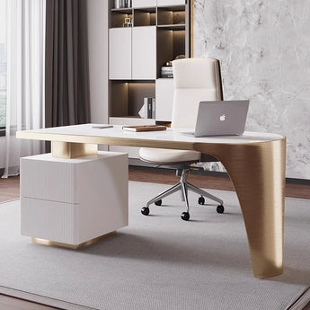 Luxury Sangria Marble Top Solid Wood Executive Office Working Desk