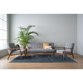 🟢 IN STOCK 6 Seater Living Room SET BAJA SOFA and Coffee Table Malaysian Oak Solid Wood Grey Velvet Fabric