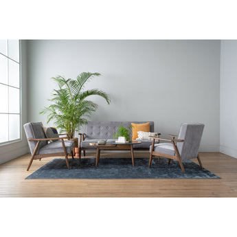 🟢 IN STOCK 6 Seater Living Room SET BAJA SOFA and Coffee Table Malaysian Oak Solid Wood Grey Velvet Fabric
