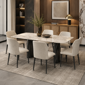 🟢 NEW IN STOCK Beirut Modern Italian Luxury Leather Upholstery Black Titanium Legs Dining Chair