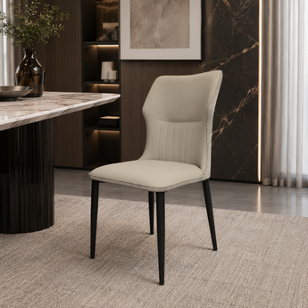🟢 NEW IN STOCK Beirut Modern Italian Luxury Leather Upholstery Black Titanium Legs Dining Chair