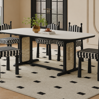 TESSA Modern Luxury Solid Wood White Sintered Stone Dining Table