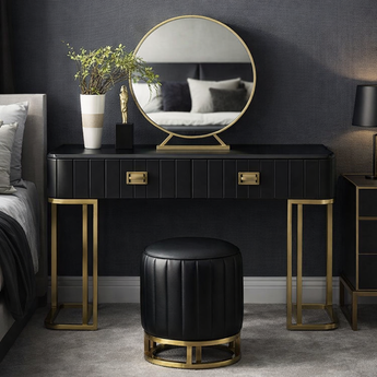 Bottega 3 Piece Luxury Stone Top Leather Upholstery Vanity Set
