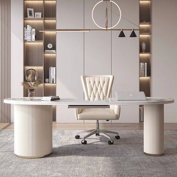 Paris Marble Top Solid Wood Executive Office Desk