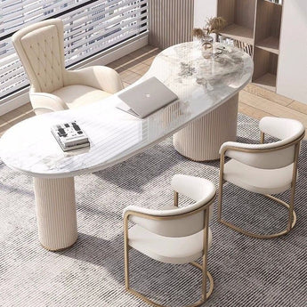 Paris Marble Top Solid Wood Executive Office Desk