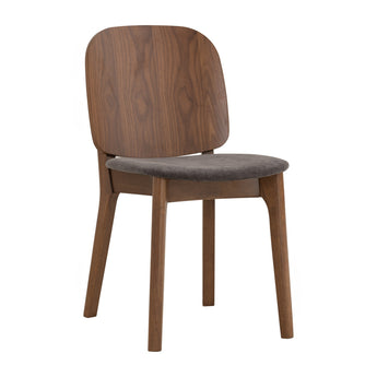 🟢 IN STOCK-Cora Malaysian Cocoa Walnut Dining Chair – Fully Assembled, Walnut Back & Grey Seat (In Stock Australia)
