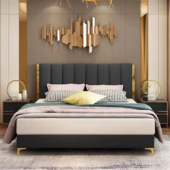 Camilla Luxury Upholstered Leather Solid Wood Bed Frame