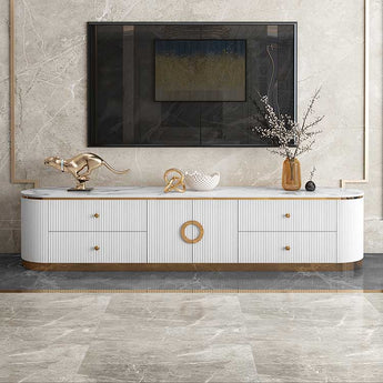 Circula Flat Modern Italian Luxury White Gold Sintered Stone TV Stand