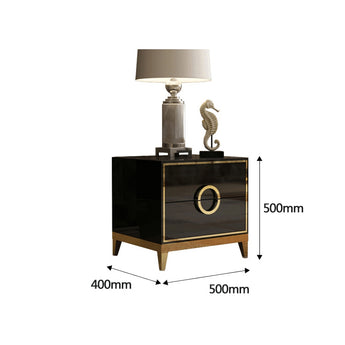 🟢 IN STOCK Circula High Gloss Nightstand with Brushed Gold Frame