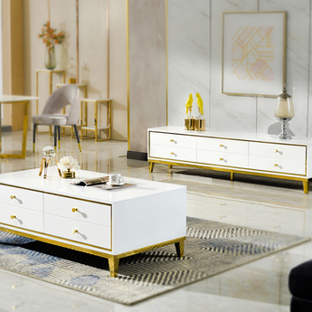 Classic White Modern Luxury High Gloss Cabinet TV Stand Entertainment Unit