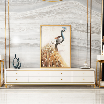 Classic White Modern Luxury High Gloss Cabinet TV Stand Entertainment Unit