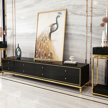Classic Black Modern Luxury High Gloss Cabinet TV Stand Entertainment Unit