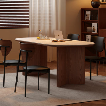 KAIA Solid Wood Sand Glazed Sintered Stone Top Dining Table - Cocoa Walnut