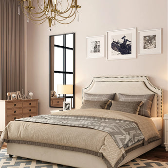 Daphne Luxury Upholstered Velvet Solid Wood Bed Frame