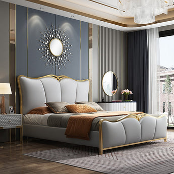 Elizabeth Solid Wood Upholstered Leather Italian Bedframe