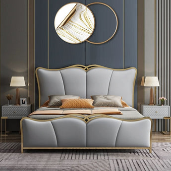 Elizabeth Solid Wood Upholstered Leather Italian Bedframe