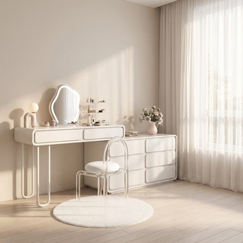 Elena Modern Luxury 4 Piece Big Extendable High Gloss Paint Cabinet Dressing Table Vanity Set