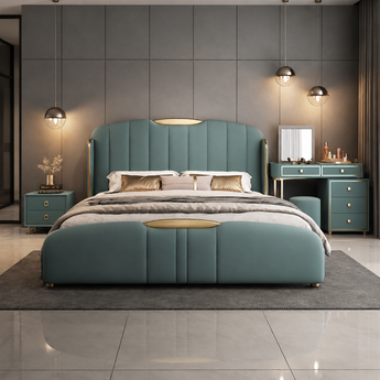 🟢 IN STOCK Emperor Signature Luxury 3 Piece Tosca Leather Upholstery KING Gas Lifting Bedroom Suite Set