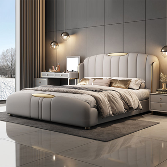 Signature Emperor Solid Wood Upholstered Leather Bedframe