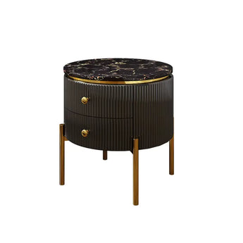 Zurich Marble Top Nightstand Side Table – Black