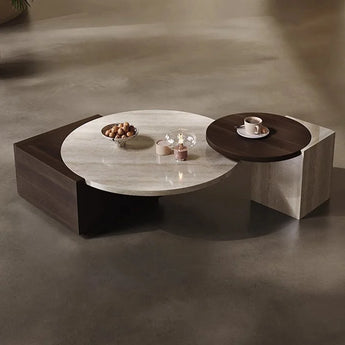 Flintstone Marble Wood Coffee Table Set
