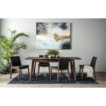 🟢 IN STOCK 2M FORTIS Marble Top Walnut Malaysian Solid Oak Wood Extendable Dining Table