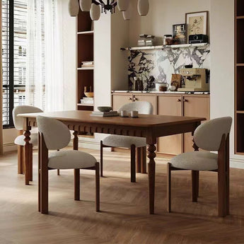 French Vintage Modern Luxury Solid Wood Dining Table - Cocoa Walnut
