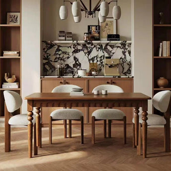 French Vintage Modern Luxury Solid Wood Dining Table - Cocoa Walnut