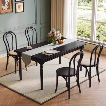 French Vintage Modern Luxury Solid Wood Dining Table - Black