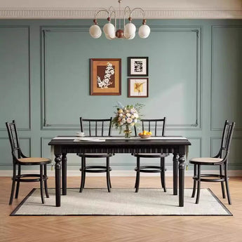 French Vintage Modern Luxury Solid Wood Dining Table - Black