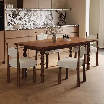 French Vintage Modern Luxury Solid Wood Dining Table - Cocoa Walnut