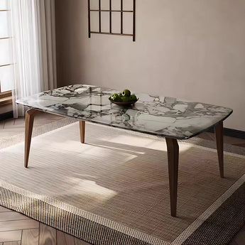 Fumikaze Marble Top Solid Wood Dining Table