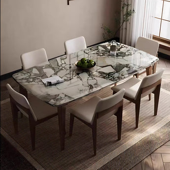 Fumikaze Marble Top Solid Wood Dining Table