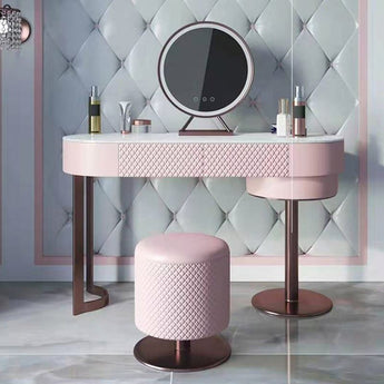 Georgia 3 Piece Luxury Stone Top Leather Upholstery Vanity Set