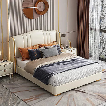 Grace Luxury Upholstered Leather Solid Wood Bed Frame