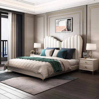 Signature Guardian Luxury Upholstered Leather Solid Wood Bed Frame