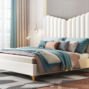 Signature Guardian Luxury Upholstered Leather Solid Wood Bed Frame