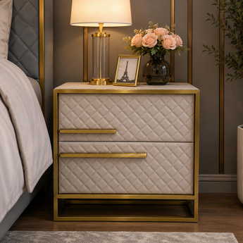 🟢 IN STOCK Signature Harmony Leather Upholstery Nightstand Side Table