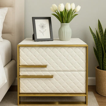 🟢 IN STOCK Signature Harmony Leather Upholstery Nightstand Side Table