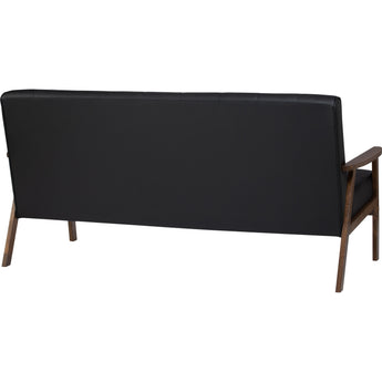 🟢 IN STOCK-HIACE Malaysian Solid Oak Wood 3-Seater Leather Upholstered Sofa