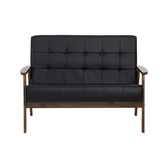 🟢 IN STOCK-HIACE Malaysian Solid Oak Wood 2-Seater Leather Upholstered Sofa