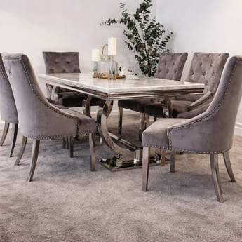 Hilton Solid Marble Top Italian Modern Luxury Dining Table