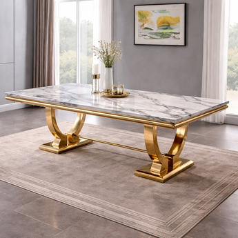 Hilton Gold Solid Marble Top Luxury Dining Table