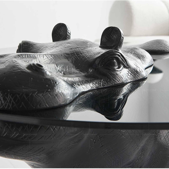 Hippo Tempered Glass Solid Wood Coffee Table